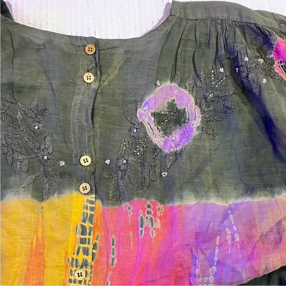 Embroidered Beaded Tie Dye Top - Picture 8 of 10